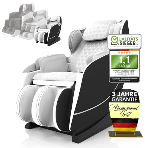 LUX Massagesessel +Bodyscann +Wärmetherapie +Airbag +Bluetooth +Ganzkörper +Zero Gravity, 7 Programme, Shiatsu -Massagesesselwelt | Schwarz/Hellgrau