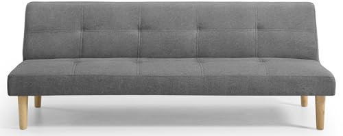 HOGAR24 ES Schlafsofa Mod. 378C | 3-Sitzer | Stoffbezug | Farbe Grau | Öffnungssystem mit Buch oder klick-Clac | Maße: 178 x 68 x 66 cm