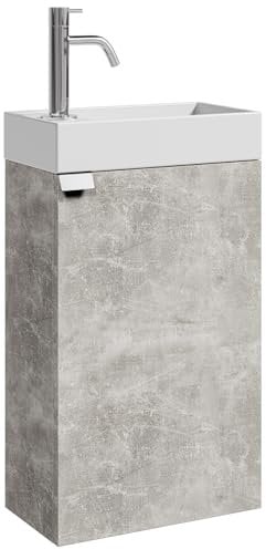 Meuble de salle de bain Apollo - 40 x 22 cm - Gris béton - Armoire lavabo de salle de bain WC