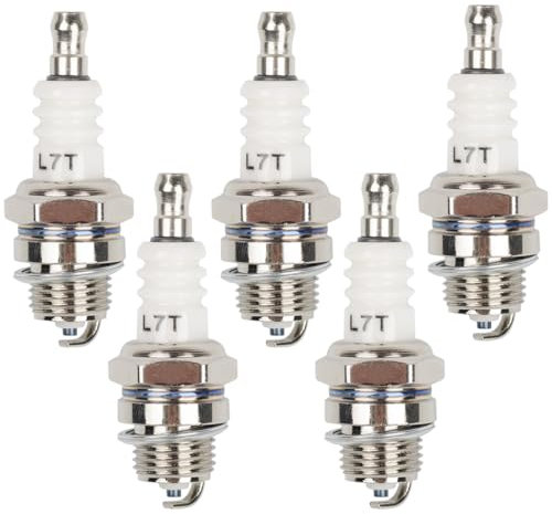 L7T Spark Plug 2 Stroke, 5 Pcs Lawn Mower Engine Spark Plug, for Strimmer Chainsaw Lawnmower Hedge Trimmer Cutter Replacement Accessories, Replacement