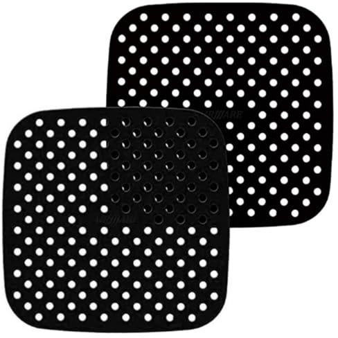 AEIOPRS 2 pcs Tappetini per Friggitrice ad Aria Quadrati Tappetini in Silicone per Friggitrice ad Aria Riutilizzabile Antiaderente Tappetino