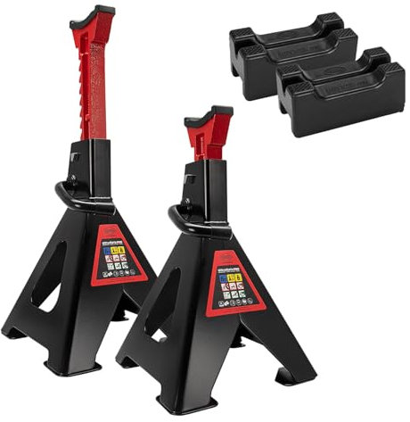 HEYNER® Unterstellbock 2er Set mit Gummiauflage und verstärkter 3in1 Gummiauflage Hubhöhe 405-620 mm TÜV/GS-Zertifiziert Traglast 6t Stützbock Stützfuß 10-Fach Höhenverstellbar