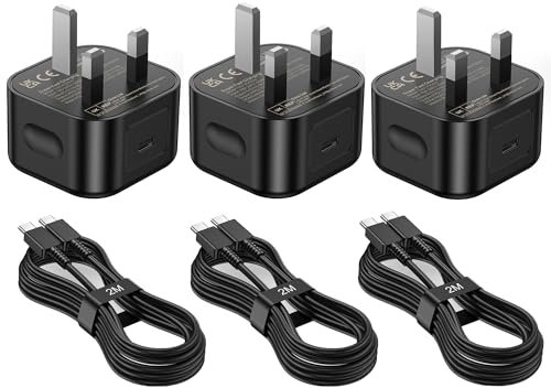 3PC Samsung Super Fast Charger 25W, Samsung USB C Fast Charging Plug and Cable USB C to C 2M for Samsung Galaxy S23 Ultra S22 S21fe S20 A33 A53 A54 A14 Z Flip/Fold 4,USB Type C Plug UK Wall Charger