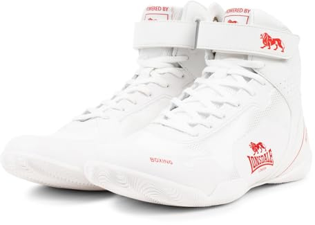 Lonsdale Rufford, Scarpe da Boxe Unisex-Adulto, Bianco/Rosso, 40 EU