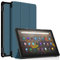 ODQQDO Fire HD 10 Tablet Hülle (11. Gen, 2021), Nicht für Sonlaryin Dreifach Faltbarer Vorderseite aus Leder und Weich TPU Rückseite für Fire HD 10 Kids Pro Tablet, Auto Schlaf/Aufwach(Peacock Blue)