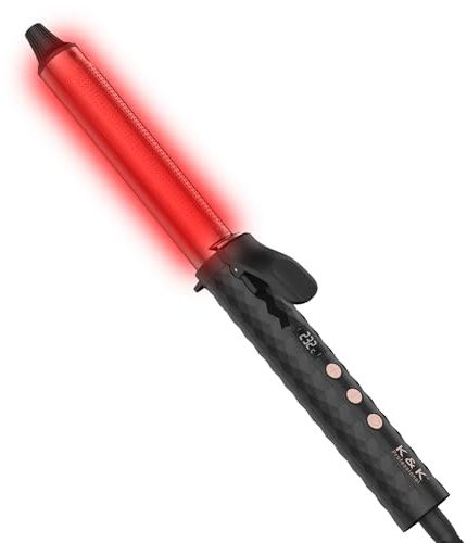 K&K Professional Curling Iron, 38mm Rose Gold Aluminium Barrel, Temperature Control Display, Dual Voltage (28mm)