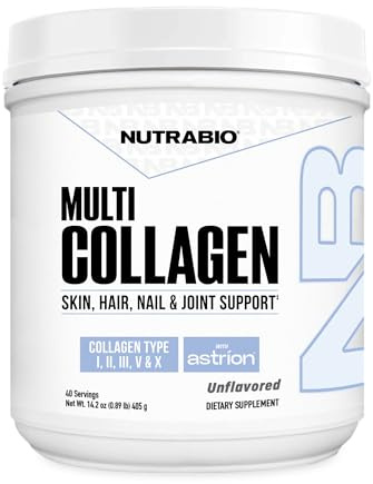 NutraBio Multi Collagen Powder - Hydrolyzed Collagen Peptides for Glowing Hair & Skin - Grass-Fed - Collagen Powder for Women and Men - 40 Servings