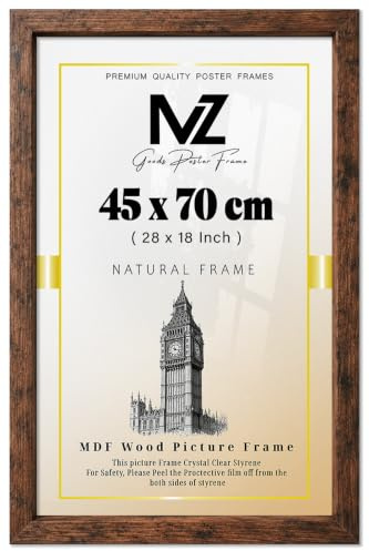 MZ GOODS | MDF Picture Frame (45 x 70 CM) 1' 6 x 2' 4 for Music Album Covers, Sports & Quotes, MDF Finish, Secure Hanging Hooks for Wall Display [ Rustic ]