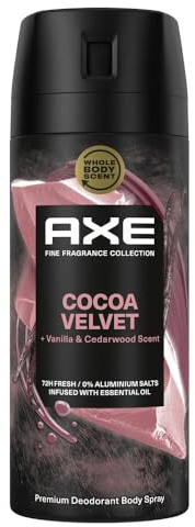 Axe Premium Bodyspray Cocoa Velvet Deo ohne Aluminiumsalze für 72 Stunden Frische 150 ml