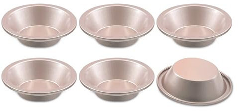 Stampo per Hamburger Antiaderente Muffin Stampo Crostate Bakeware Versatile Panini Hamburger Popover Muffin Cupcake Budino Mousse Gelatina etc Ciotola Rotonda Acciaio Al Carbonio Set 6 Pezzi 10cm