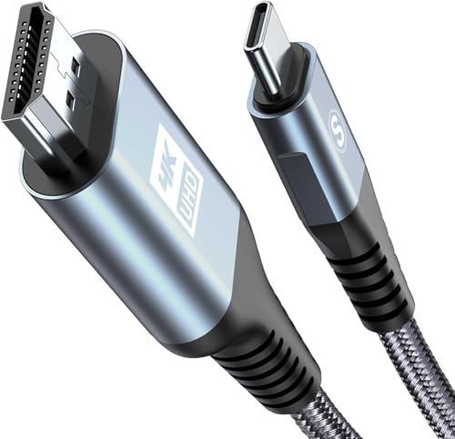 AviBrex Cable HDMI USB C 6M, Adaptateur USB Type C vers HDMI 4K UHD(Compatible Thunderbolt 3/4) pour iPhone 15/16 Pro, pour MacBook/iPad Pro/Air, Samsung Galaxy S25 S24 S23 au S8/Surface/XPS etc.