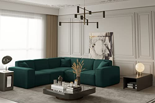 Friderik Modernes Ecksofa LUGA Corner – stilvolles und Komfortables Sofa mit Kissen, perfekt für jedes Interieur (Petrol)