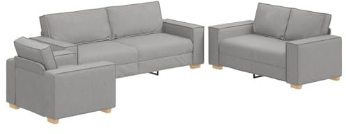 vidaXL 3-teilige Sofaset mit Kissen in Wolken-Grauem Stoff