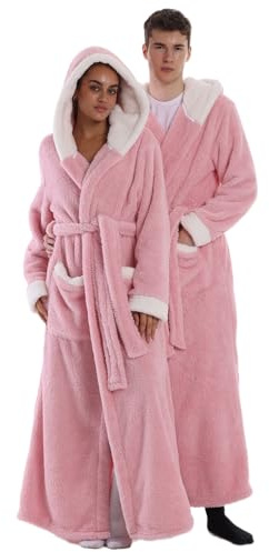 Gegeryozer Unisex Bademantel mit Kapuze - Flauschiger Baumwollsamt, Weich & Atmungsaktiv - Lange Ärmel, 2 Taschen - Ideal für Zuhause, Wellness, Sauna und Reise - Maschinenwaschbar (One Size)
