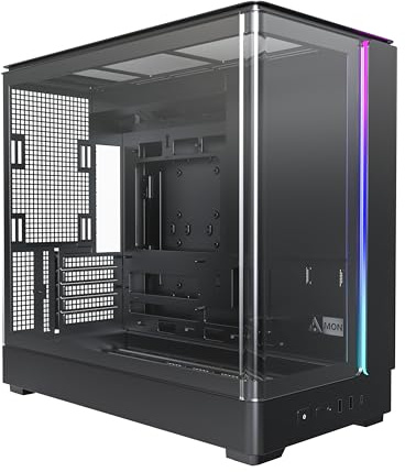 MONTECH King 15 Micro-ATX PC Case, Curved Panoramic Glass, Chimney Airflow Cooling, Dual-Chamber Design, 360mm Radiator Support, Compact Build for Next-Gen GPU & High-Performance Systems, Black
