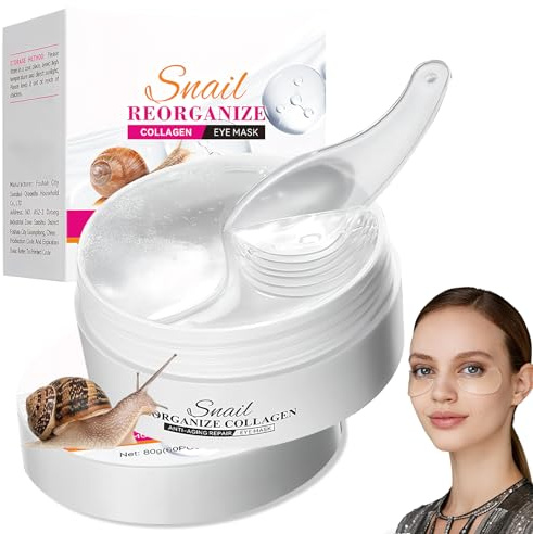60 Patchs Yeux au Collagène et escargots, Anti-Cernes et Anti-Rides, Masques Hydratants au Gel d’Acide Hyaluronique, Pour Poches et Peau Fatiguée, Soins Visage Homme Femme