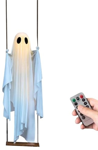 Halloween-Dekoration – Riesengespenst, beleuchtete Outdoor-Figur, ferngesteuertes Zubehör | Gruseliger Garten, Terrasse, Hof, Auffahrt, Spukhaus, Urlaubsanlage, Ex