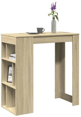 Fangmaliuyun Bartisch Sonoma Eiche 102x50x103,5 cm mit 6 Fächern, robuster Holzwerkstoff, modernes Design, platzsparender Küchentresen für Wohnzimmer, Essbereich und Balkon