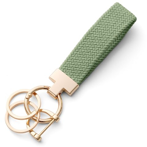 CHUQING Llavero de coche macramé cordón corto elástico llavero tela regalos coche llavero boho para mujeres damas niñas