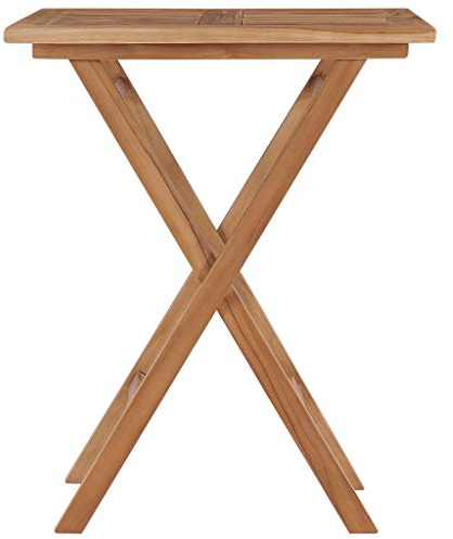 PTUGUOF Massivholz Teak Gartentisch Klappbar 60x60x75 cm, klappbarer Gartentisch aus Teakholz für Terrasse und Garten