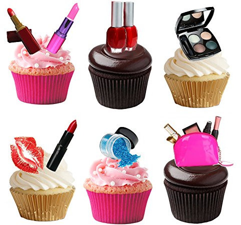 39 Stand Up Make Up Cosmetics Lipstick Premium Edible Wafer Paper Cake Toppers Decorations