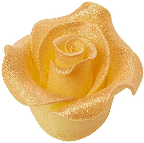 Culpitt Lustre Gold Rose Sugar Soft Edible Cupcake Decorations (Pack of 1, Total 20)