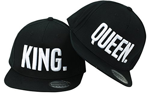 TRVPPY 5 Panel Snapback Partner Pärchen Cap Modell King & Queen/mit hochwertigem Stick/Verstellbarer Verschluss