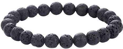 Domybest Damen Herren Schwarz Lava Naturstein Perlen Armbänder Vintage Vulkangestein Elastische Hand Kette Schmuck Geschenke