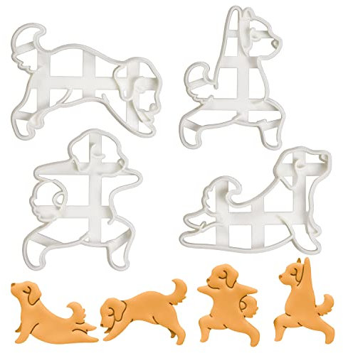 4er Hund Yoga Ausstechformen (Formen: Krieger Pose 1, 2, Heraufschauende Hund, und Nach Unten Gerichtet), 4 Teil