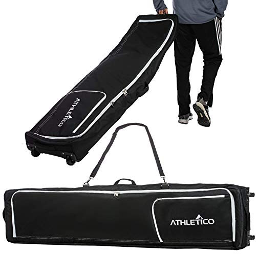 Athletico Rolling Double Ski Bag - Gepolsterte Skitasche mit Rädern für Flugreisen (Schwarz, 175 cm)