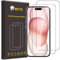 WFTE [Pack of 2 Tempered Glass for iPhone 15/15 Pro, 0.26 mm Screen Protector with 99% High Transparency, Anti-Fingerprint Screen Protector with 9H Hardness Glass