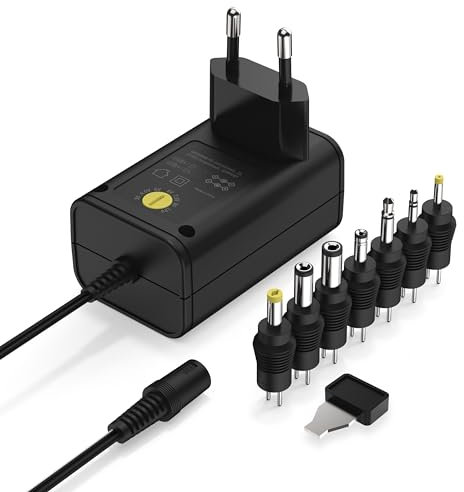 ANSMANN 12V Netzteil APS 600 Netzstecker bis max. 600mA (7 universal Adapter Stecker) Netzadapter / Steckernetzteil für Elektrokleingeräte von 3-12 Volt einstellbar