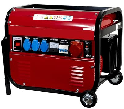 SVE Generador Eléctrico Gasolina con Ruedas Y Asas 15L 5500 Trifásico y Monofásico