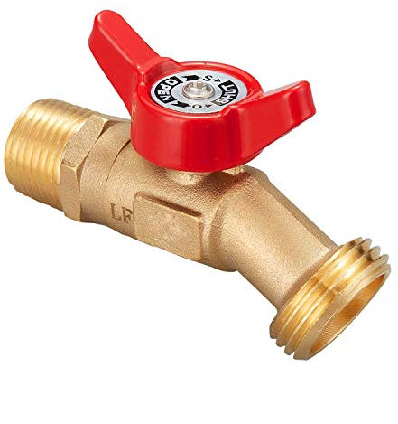 Minimprover 2 PCS Lead Free Brass Hose 90 Degree Elbow Stop Valve Hose Bibb Boiler Drain 1/2 Male NPT MIP Inlet ×3/4 Male GHT Threaded Garden Hose Connector Adapter Water Shut-Off Valve Faucet