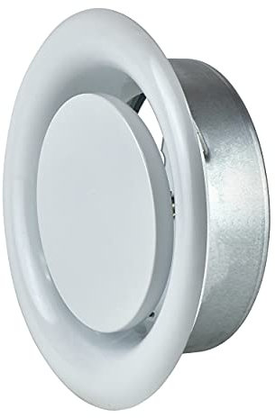 Blanco Ø 150mm Difusor de Extractor Para Pared o Techo con Valvula de Disco, de Acero