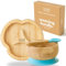 bamboo bamboo Baby Plate & Baby Bowl Weaning Set, Suction Plate and Bowl for Feeding and Weaning, Bamboo Divider Plate, Toddler Bowl & Baby Spoon, Suction Plates for Babies from 6 Months (Blue)