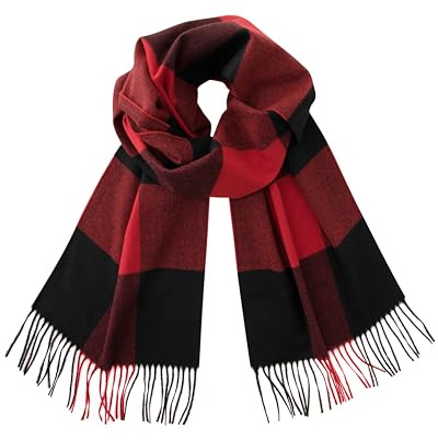 CALVIN & OLIVIA Schal aus Kaschmir, weich, Winter, Ombré, Nova, Buffalo, Tartan, Tweed, Hahnentritt, kariert, Geschenk für Herren und Damen, Lila kariert, Large