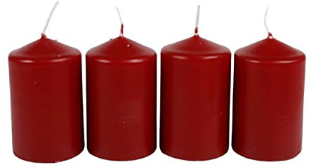 BURI Adventskranzkerzen rot 4er-Set Weihnachtskerze Stumpen Wachskerze 50x80mm