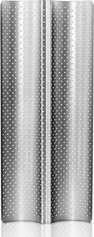 Anaeat Moule à pain français anti-adhésif perforé, 38,1 x 16 cm, moule à toast de qualité supérieure, argent