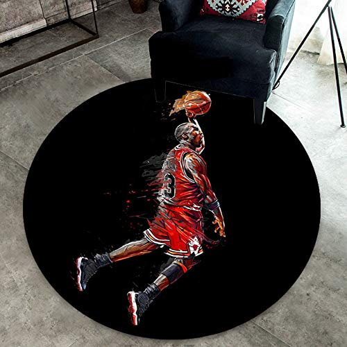 FTMGGDG Runder Teppich, NBA-Basketball teppiche, Trendige Fußmatten für Jungen Schlafzimmer 180cm