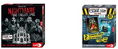 Noris 606101896 - Nightmare - Das Thriller Spiel mit dem speziellen Nervenkitzel für alle Adrenalin-Junkies & 606101894 - Escape Room Duo Horror, Familien und Gesellschaftsspiel für Erwachsene