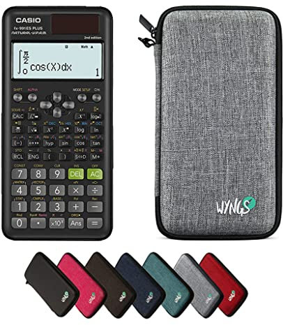 Casio fx-991ES Plus 2nd Edition inkl. WYNGS Schutztasche Hellgrau - Wissenschaftlicher Taschenrechner - Basic Set