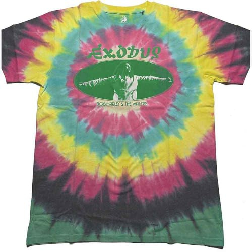 Bob Marley T Shirt Exodus Oval Logo Official Unisex Tie Dye Black