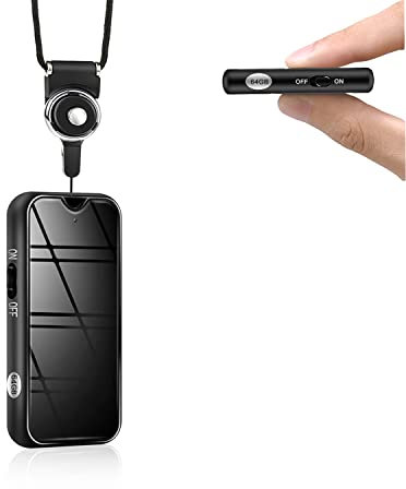 64GB Mini Diktiergerät, Starker Magnet Mini Aufnahmegerät mit Stimmenaktivierung und OTG, 1536 kbps Stereo HD, 388 Stunden Aufnahmekapazität, MP3 Voice Recorder für Vorlesung Treffen Interview