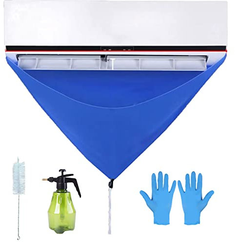 Kit De Nettoyage Climatiseur,Sac De Nettoyage pour Climatisation Couvercles De Ventilation des Climatiseurs Nettoyage Split Climatiseur avec Tuyau d'eau Vidange Sortie Bouteille d'eau Haute Pression