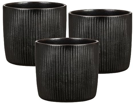 Scheurich Solido Linea Ebano Keramik-Pflanzgefäße, 12,7 cm, dekorative Töpfe für Zimmerpflanzen, wasserdicht & UV-beständig, Elegante Relief-Textur, Made in Germany, Moderne Heim- und Bürodekoration