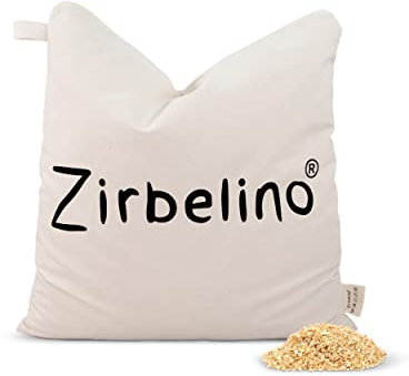 Zirbelino Zirbenkissen - 40x40cm - 100% Baumwolle - mit extrem harzreichen Zirbenspänen - Intensiv-Duft für Badezimmer, Kleiderschrank, Sauna