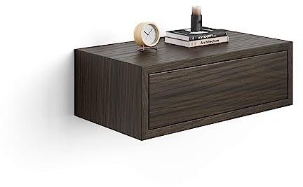 MOBILI FIVER, Mesita de Noche Riccardo, Color Nogal Americano, Aglomerado y Melamina, 45 cmx25 cmx15.5 cm, mesita de Noche para Salon y habitación, Made In Italy