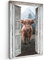 MuchoWow© Bilder Groß 80x120 cm XXL Wohnzimmer Deko Modern Wandbild Foto auf Leinwand Bild Schlafzimmer Room Decor Geschenke Schottische Highlander - Kuh - Landleben - Fensterblick