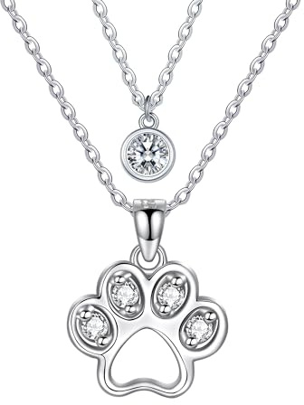REIOT Damen Silber Halskette, Doppelkette aus 925er Sterlingsilber mit Zirkonia Anhänger, Muttertag Geburtstagsgeschenk für Mama Damen, Kettenlänge 45 + 5 cm